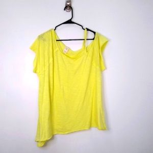 We the Free Coraline Yellow Distressed Tee-shirt, size Medium
